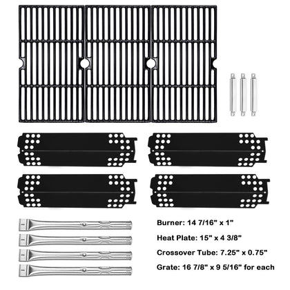 Uniflasy grill cooking grate 16-7-8 inches promotes even searing.