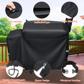 Uniflasy grill cover being rinsed, illustrating easy cleaning.