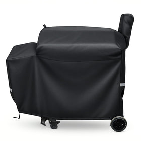 Uniflasy grill cover on Recteq RT680/RT1250 setup, secure fit for outdoor protection.