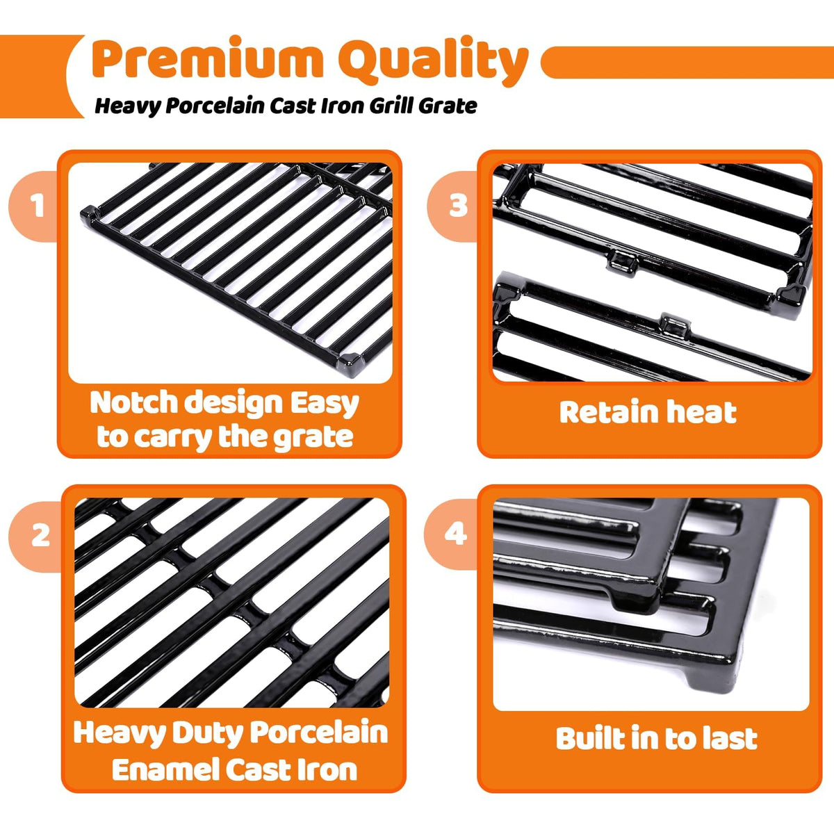 Heat retention and bold sear marks enhance steaks, burgers, and veggies.