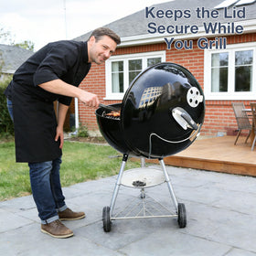 Uniflasy lid holder fits Weber 18.5-inch kettles and prevents drops