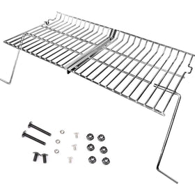 Uniflasy grill warming rack installation shows secure fit for Char Griller models.