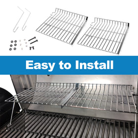 Uniflasy grill warming rack keeps foods warm while you grill underneath.