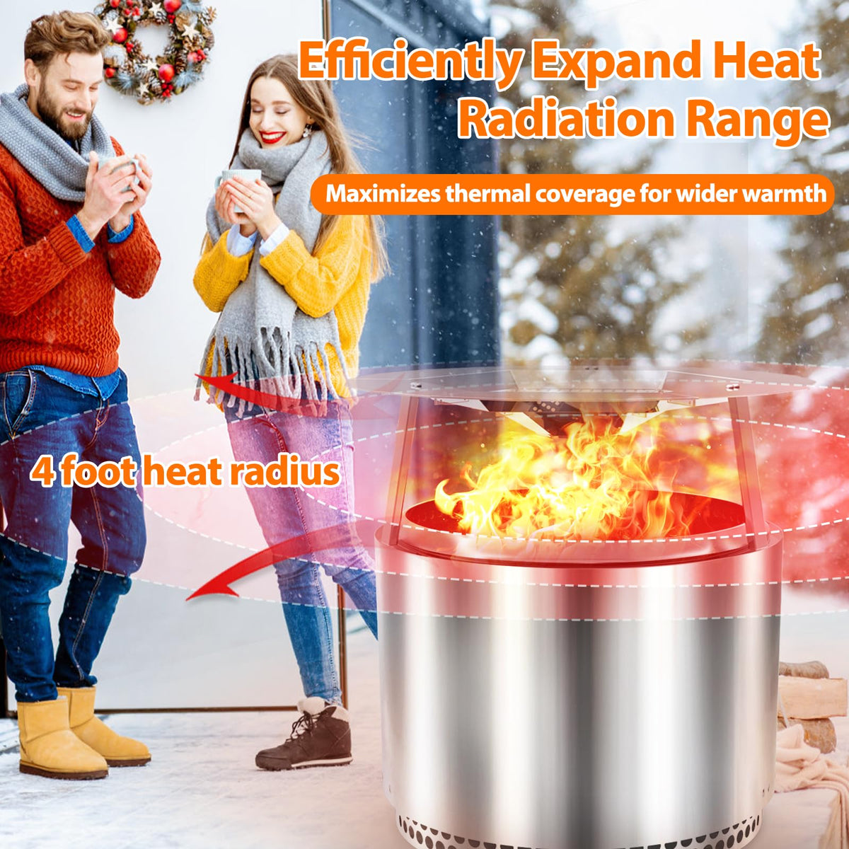 Uniflasy heat deflector doubles as a spark guard to minimize ember fly-outs.