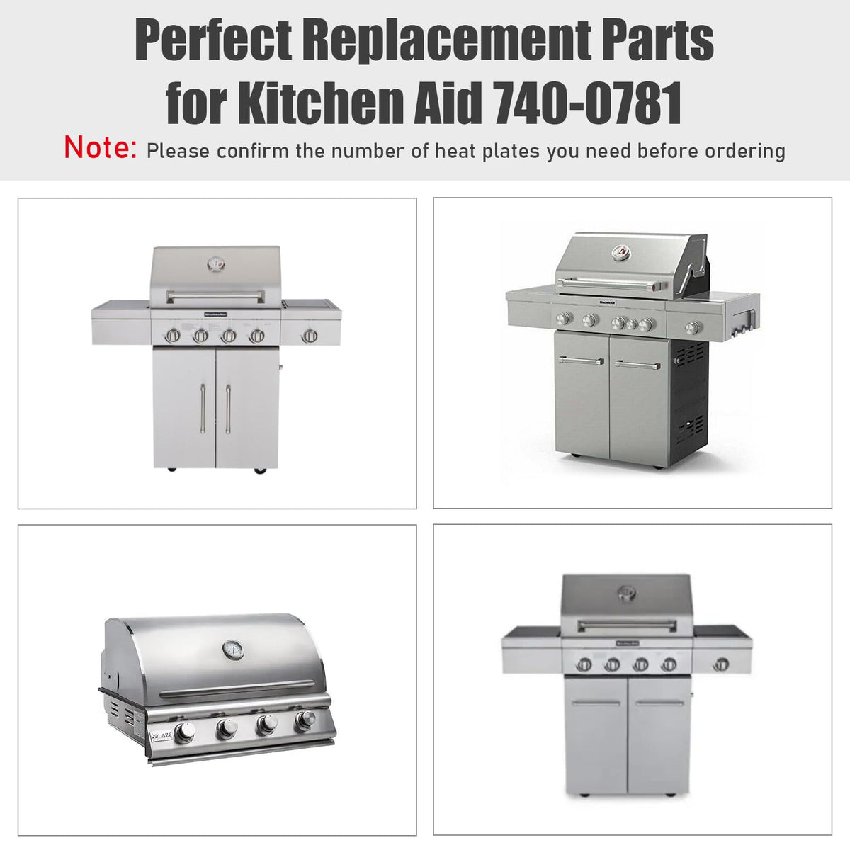 Uniflasy heat plate set for KitchenAid 4-burner grills improves heat consistency
