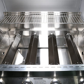 Uniflasy heat plates heat distribution image, even heat across four-burner Monument grills.