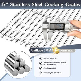 Uniflasy heat-retaining grates provide even cooking and professional searing.