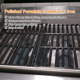 Uniflasy grate demonstrates heat retention for uniform cooking on Weber Spirit.