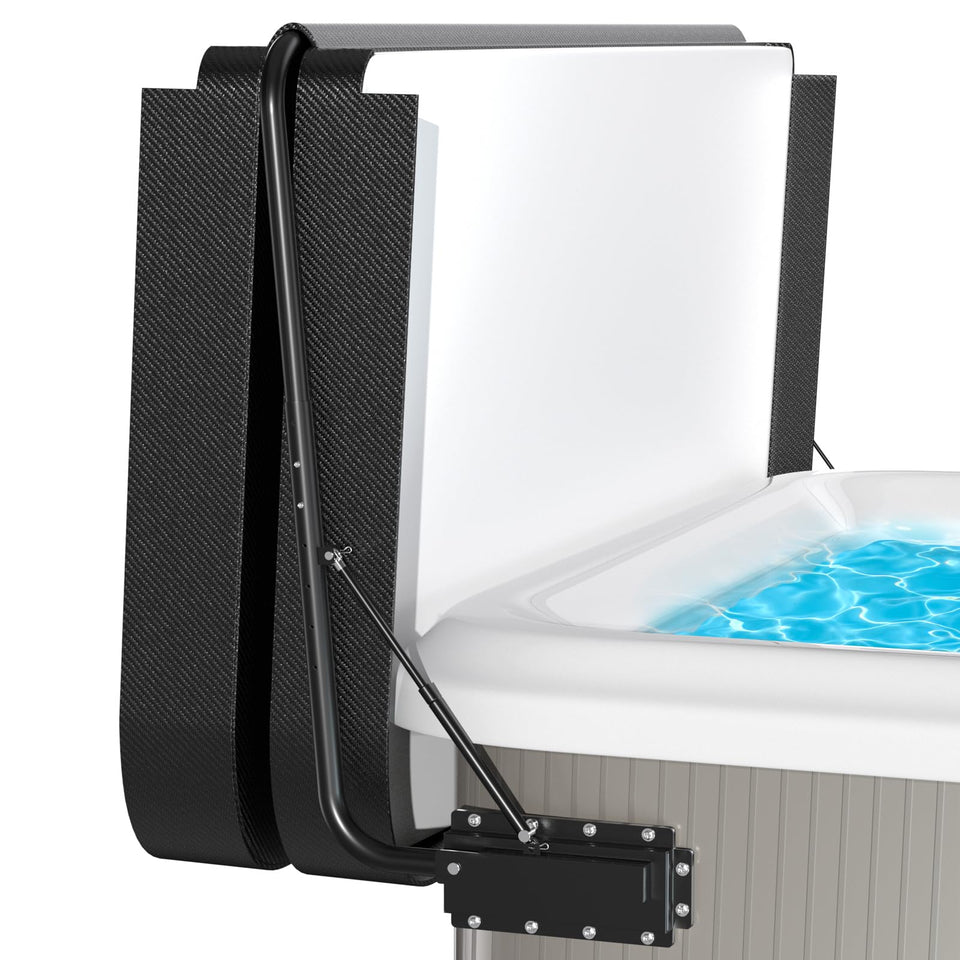 Uniflasy hot tub cover lifter shows heavy-duty steel construction for durable outdoor use