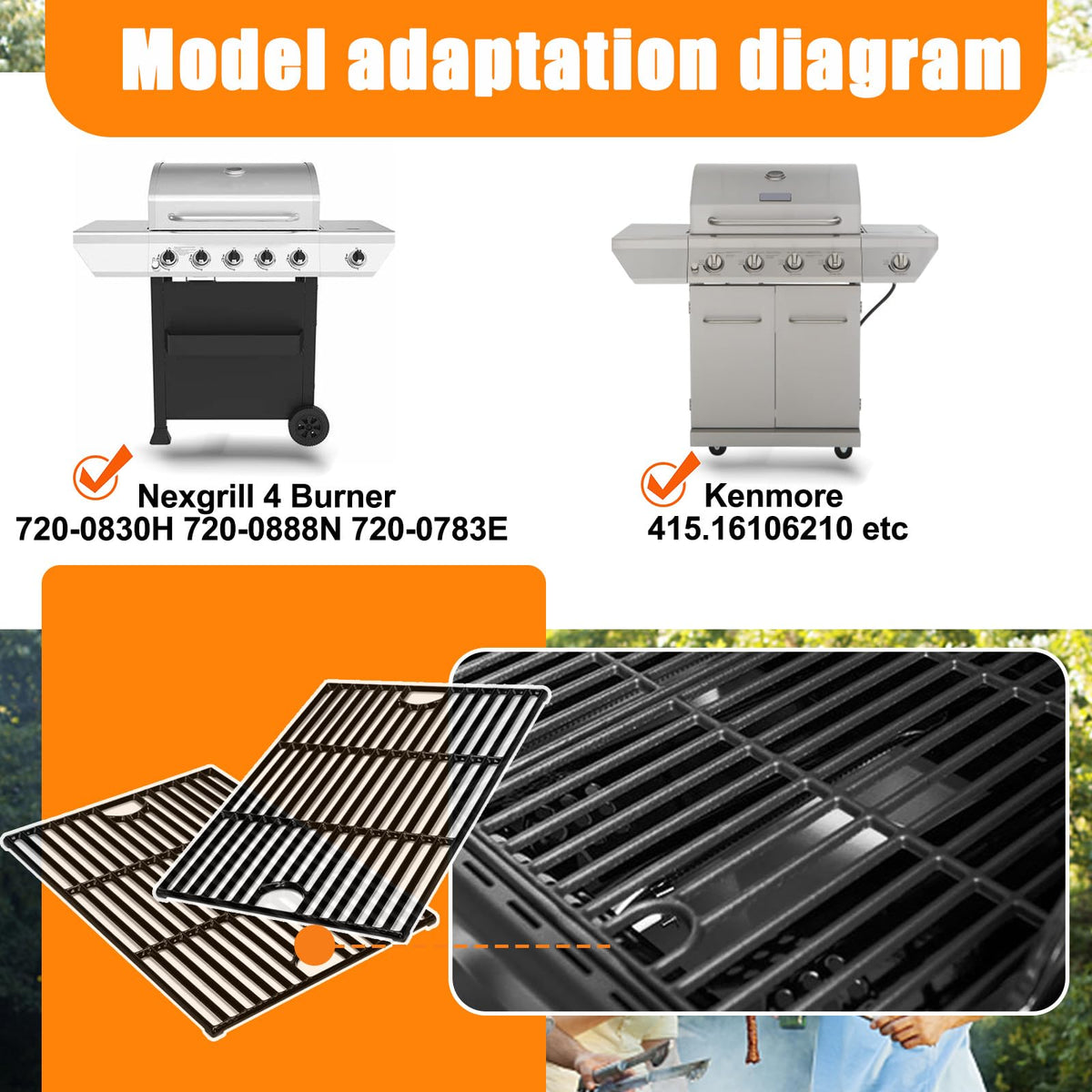Uniflasy cast iron grates for Nexgrill deliver durable sear marks and lasting performance.