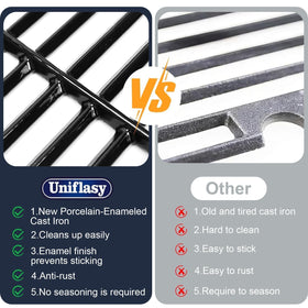 Uniflasy porcelain enamel surface reduces sticking for easier flipping and cleaning.