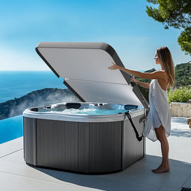 Uniflasy one-hand operation hot tub lift enables smooth lid handling