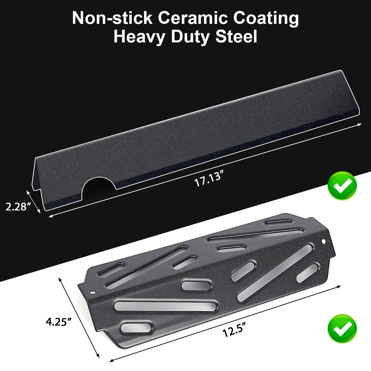 Uniflasy porcelain heat deflectors for 17-inch kit prevent hotspots and flare-ups.