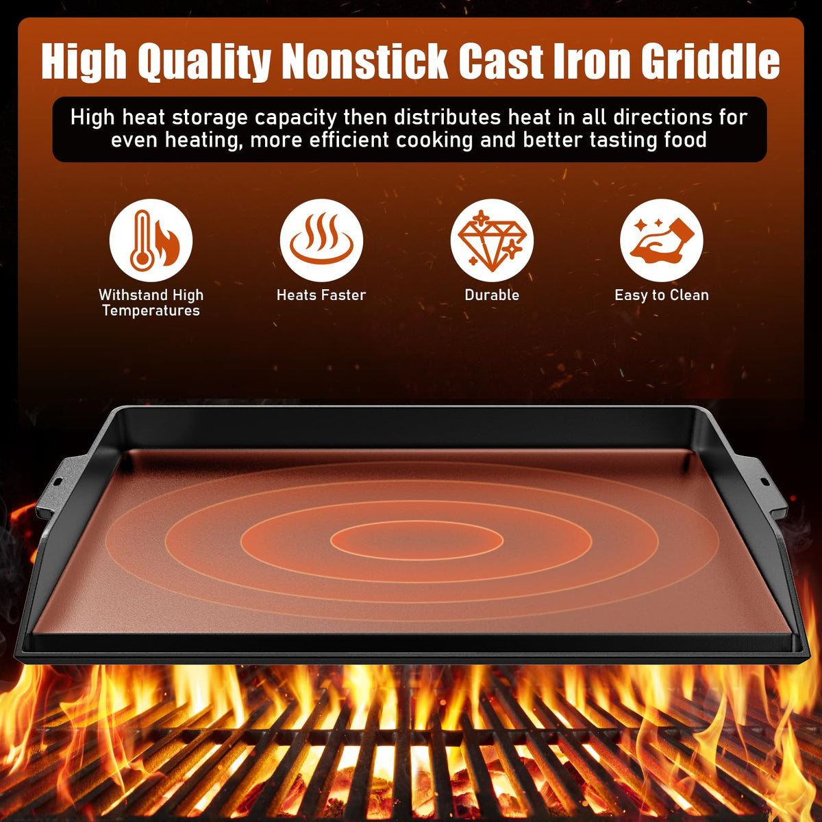 Uniflasy premium cast iron offers even heat distribution for consistent results