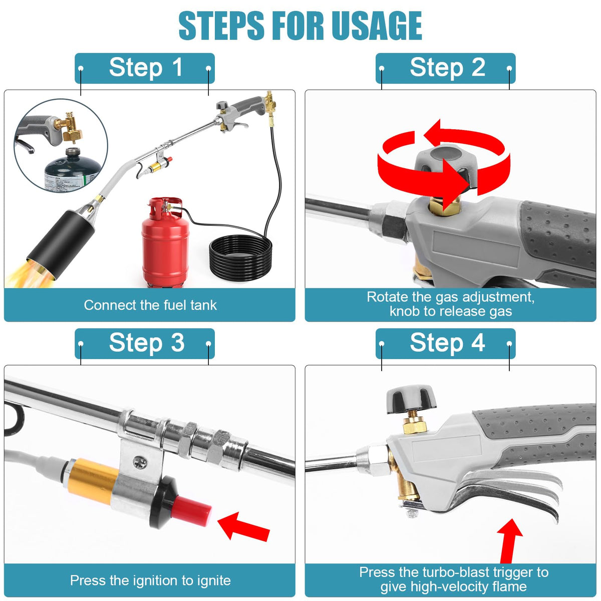 Uniflasy 10 ft hose and dual-fuel setup for flexible outdoor or indoor use.