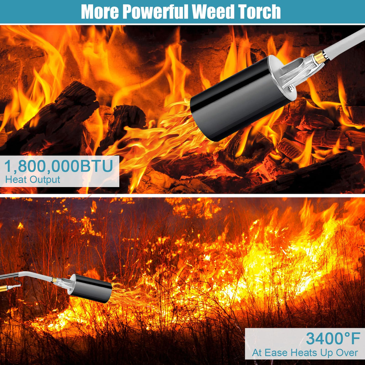 Uniflasy heavy-duty torch design supports roofing, weed removal, and asphalt work.