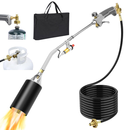 Uniflasy propane torch weed burner with powerful flame for efficient weed control.