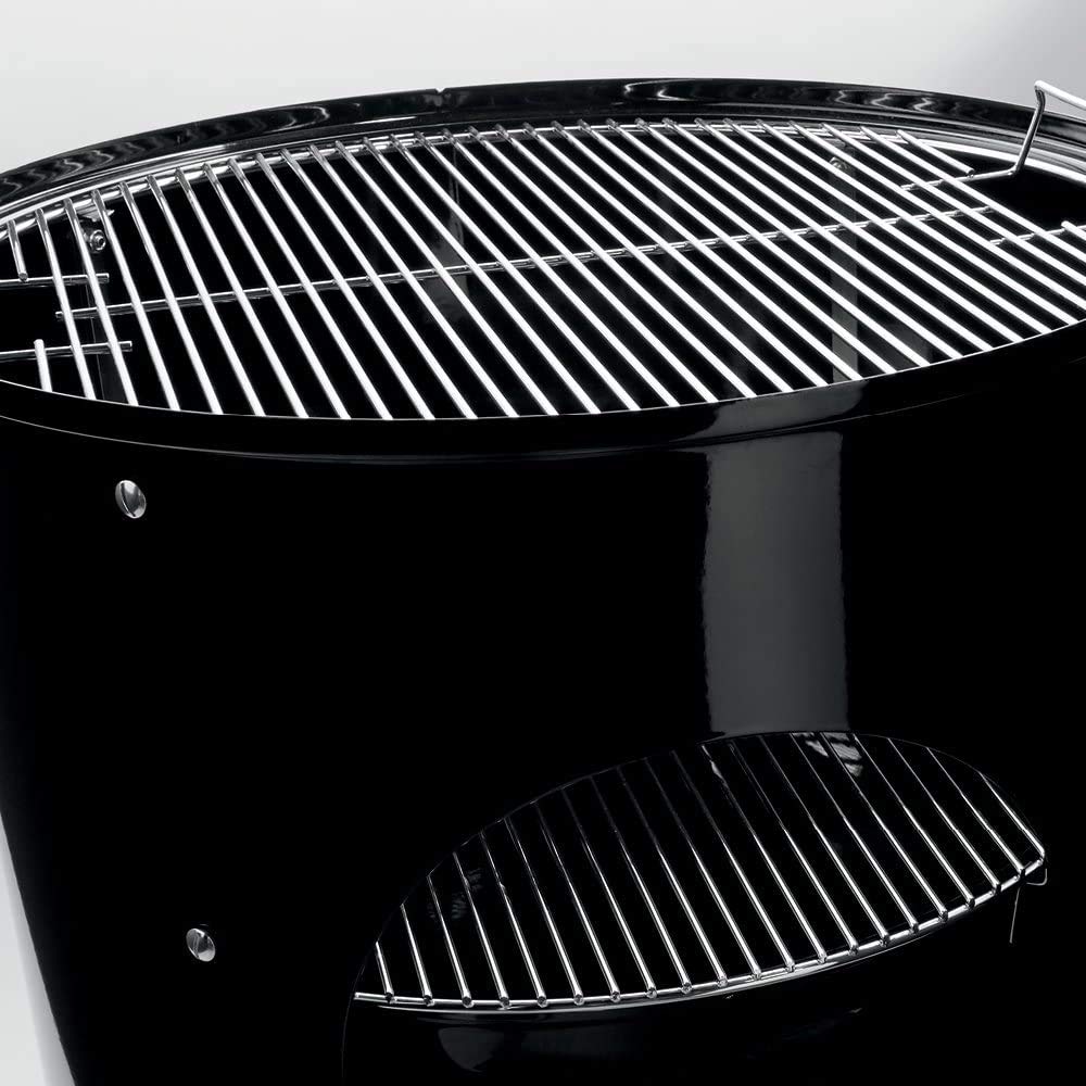 Uniflasy raised-side-handles design; add charcoal without removing grate.