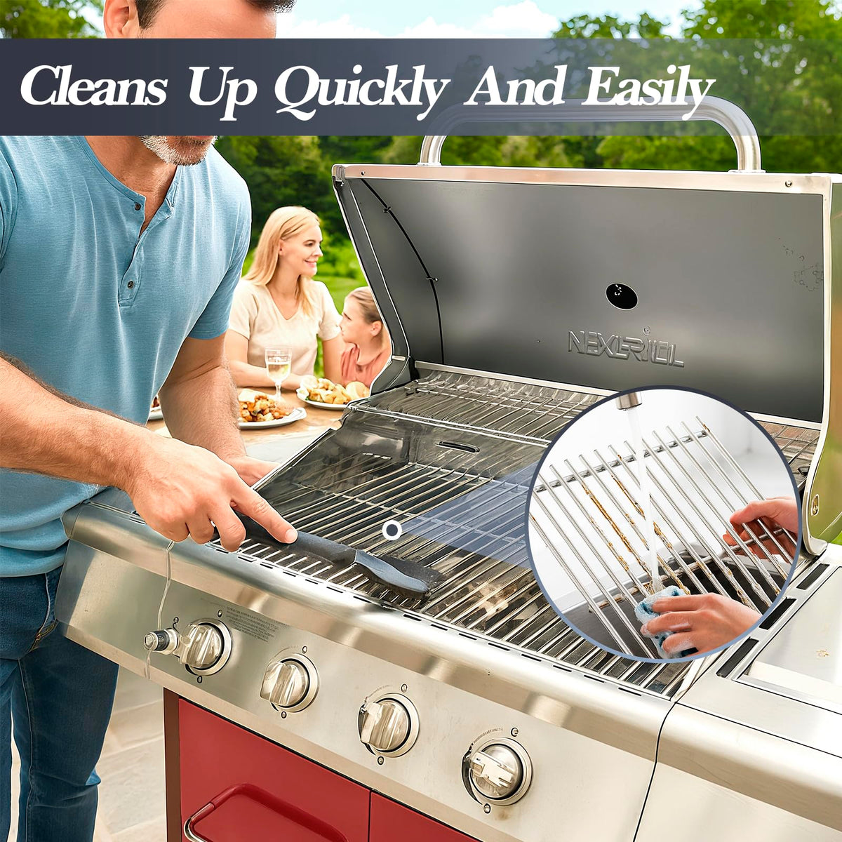 Uniflasy space-saving design expands interior grilling area for more cooking space.