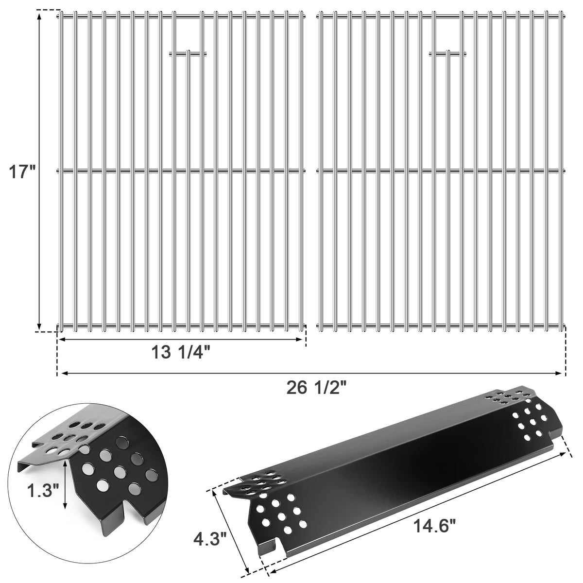 Uniflasy Nexgrill replacement grate set for 4- and 5-burner grills.
