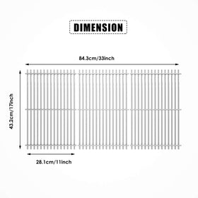 Uniflasy stainless steel grates with brushed finish resist wear and heat evenly.