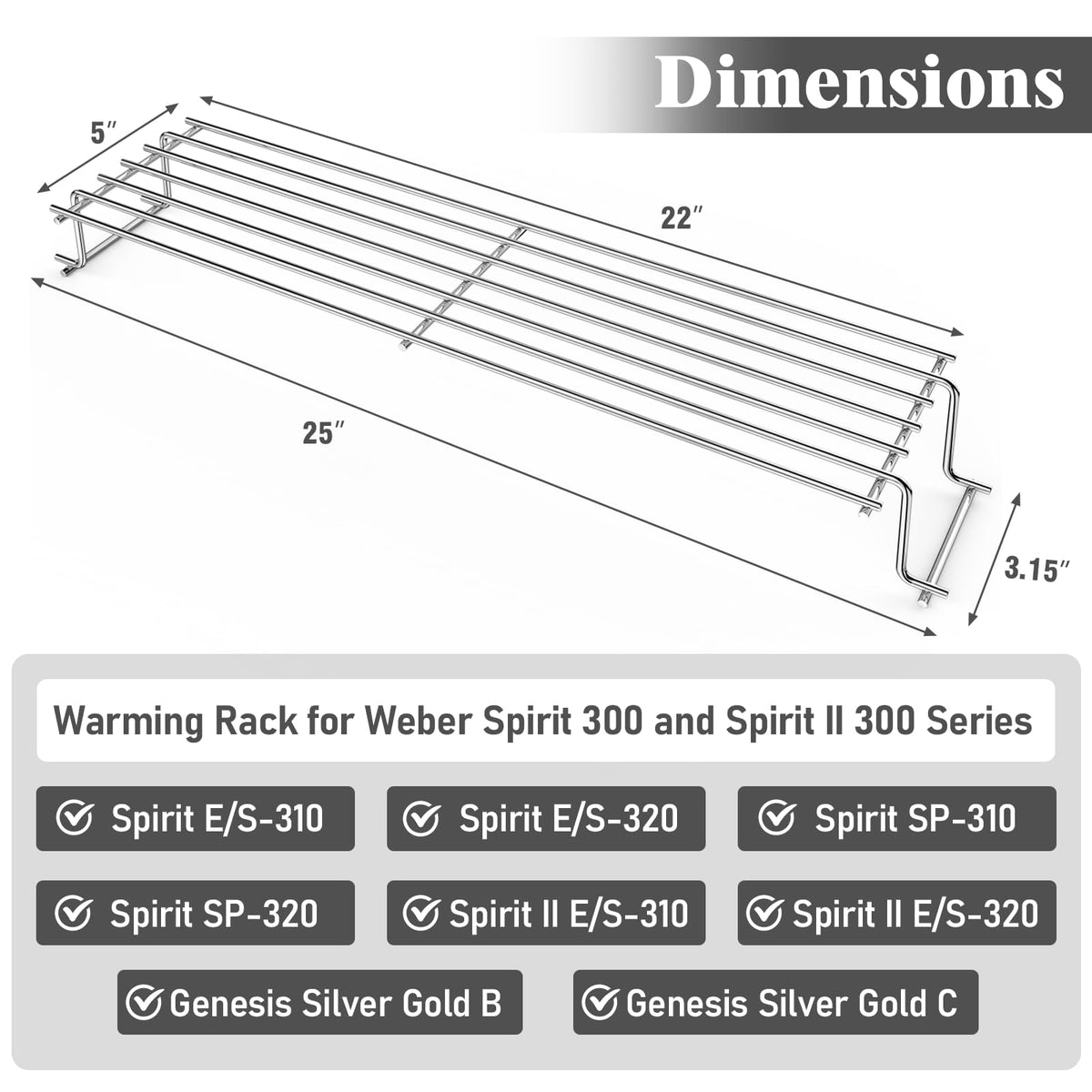 Uniflasy warming rack dimensions show bottom and top measurements for a precise fit