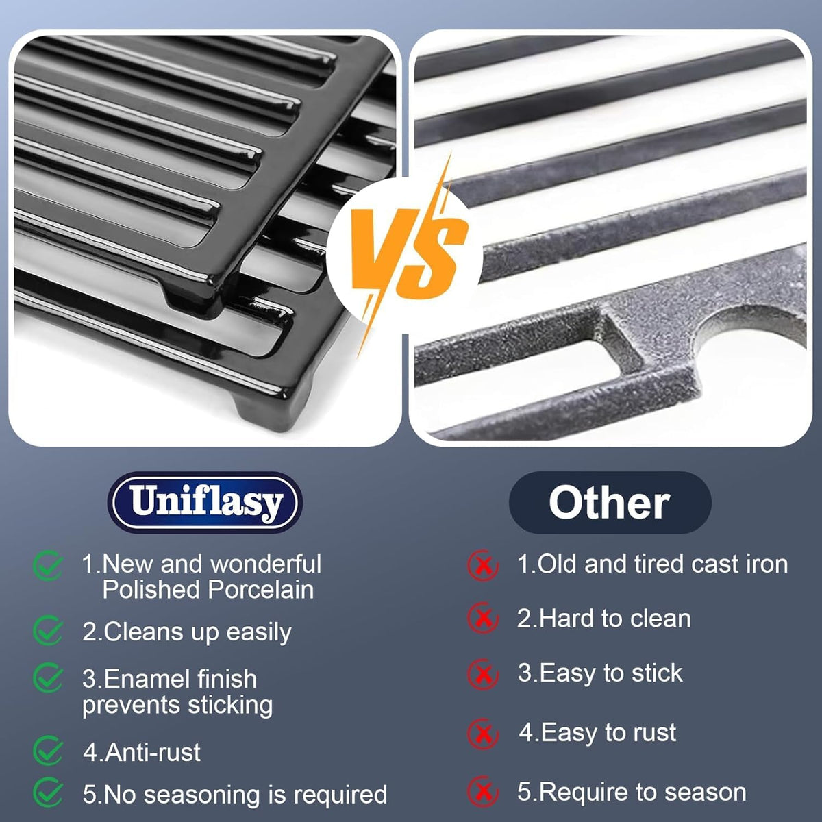 Uniflasy Weber Spirit 7636 flavorizer bars distribute heat and protect burners.