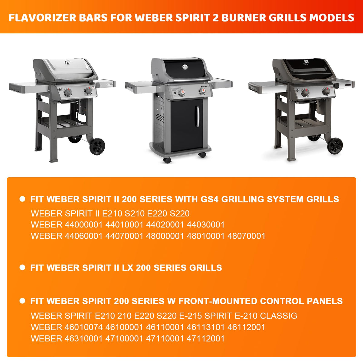 Uniflasy replacement parts for Weber Spirit, direct fit for front-control models.