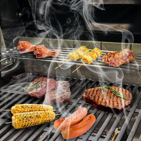 Uniflasy Weber Spirit II S-210 warming rack extends usable space for sides.