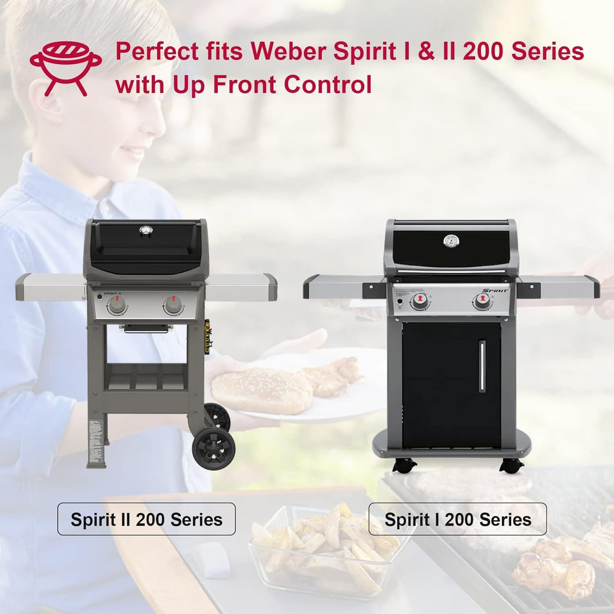 Uniflasy Weber Spirit S-210 warming rack provides extra warmth for buns and sides.