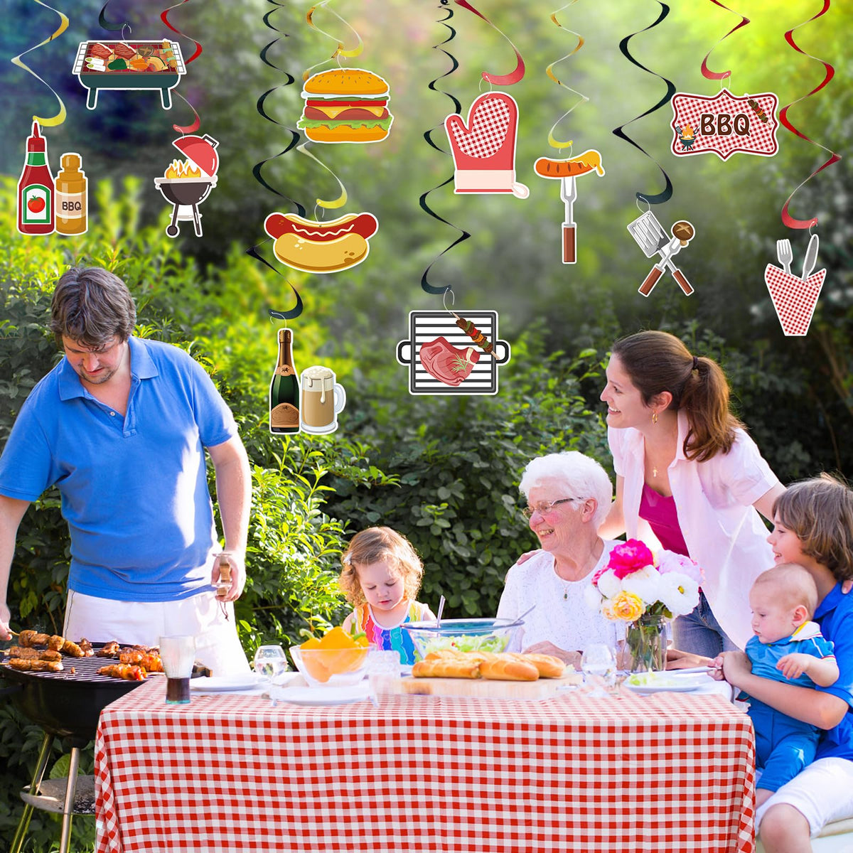 UNIIDECO picnic-theme decor suitable for birthdays, baby showers, and picnics.