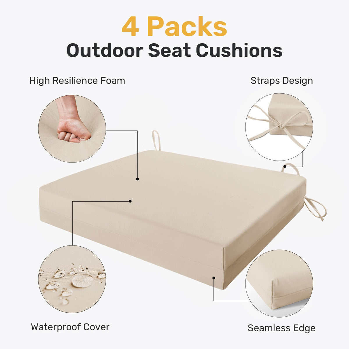 UNIKOME cushion with slip straps closeup showing secure chair fit