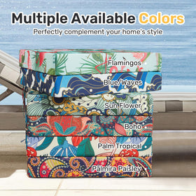 UNIKOME flower-pattern outdoor cushions elevate garden or poolside seating.