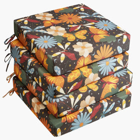 UNIKOME flower-pattern outdoor chair cushions for patio dining comfort.
