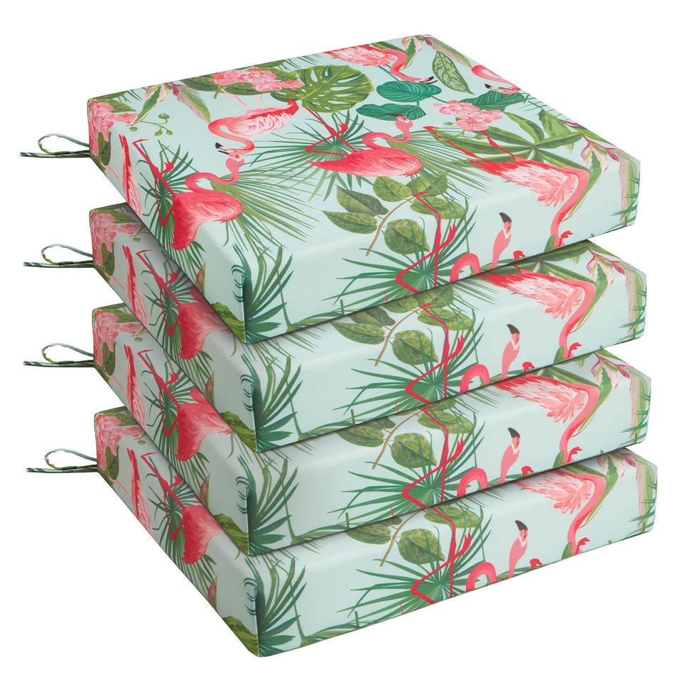 UNIKOME outdoor chair cushions with flamingos pattern add stylish comfort to patios.