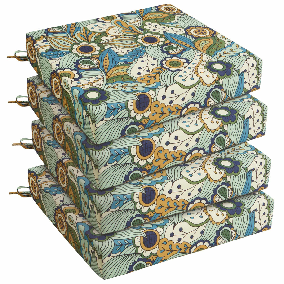 UNIKOME Sun Flower outdoor chair cushions pack of four for patio comfort