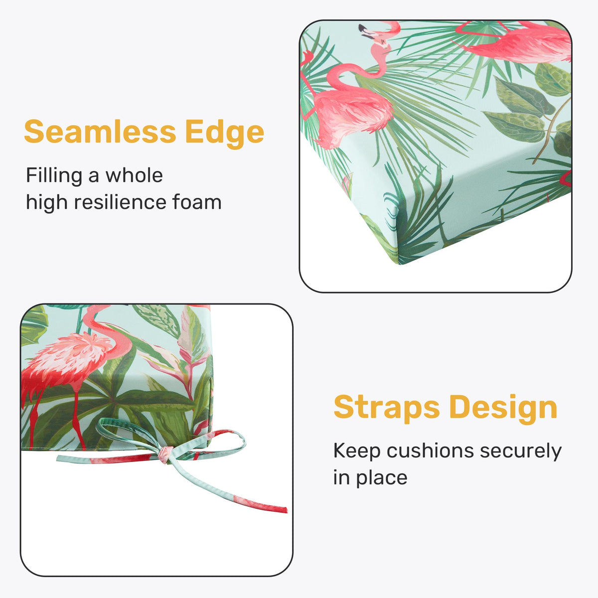 UNIKOME dense foam cushions are easy to clean with a damp wipe.