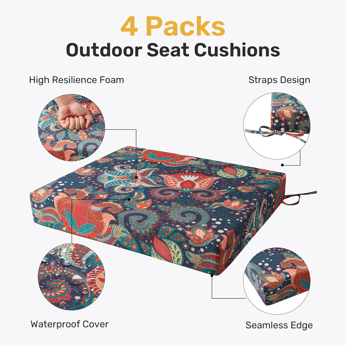 UNIKOME patio cushions square corner boho add soft support to any chair.