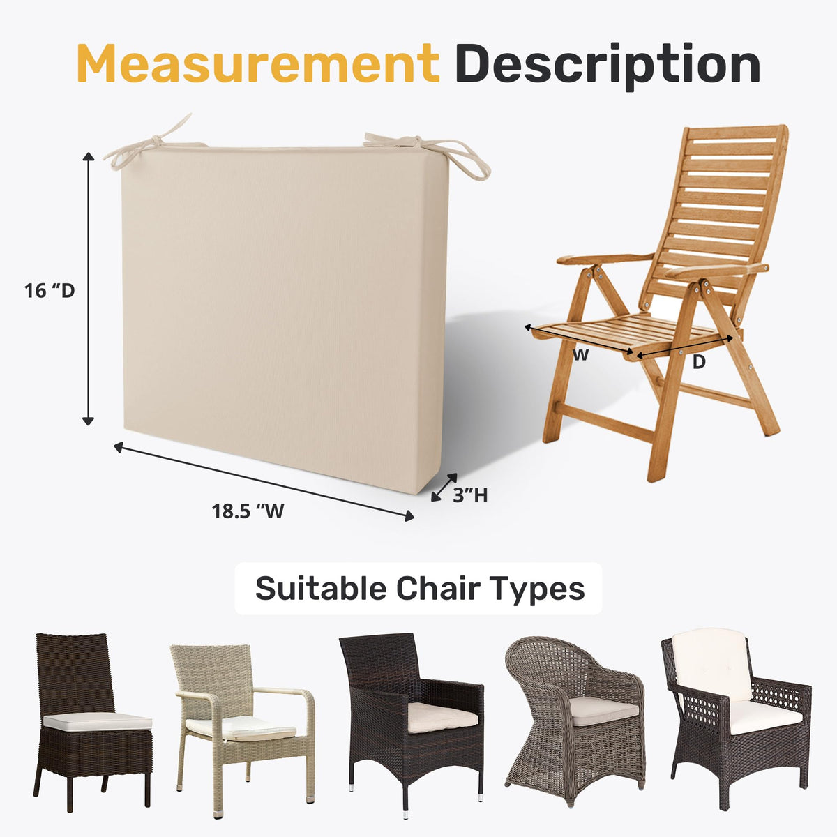UNIKOME beige cushion on patio chair, ideal for outdoor meals