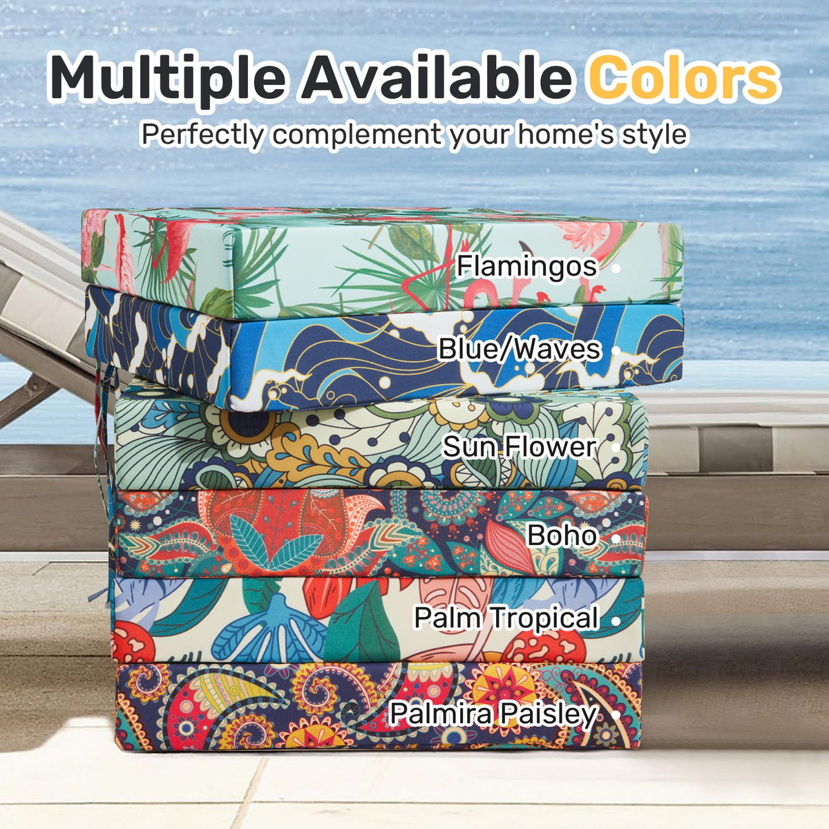 UNIKOME cushions with slip-resistant straps to stay in place on chairs.