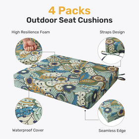 UNIKOME water-resistant fabric cushions with secure straps fit most dining chairs