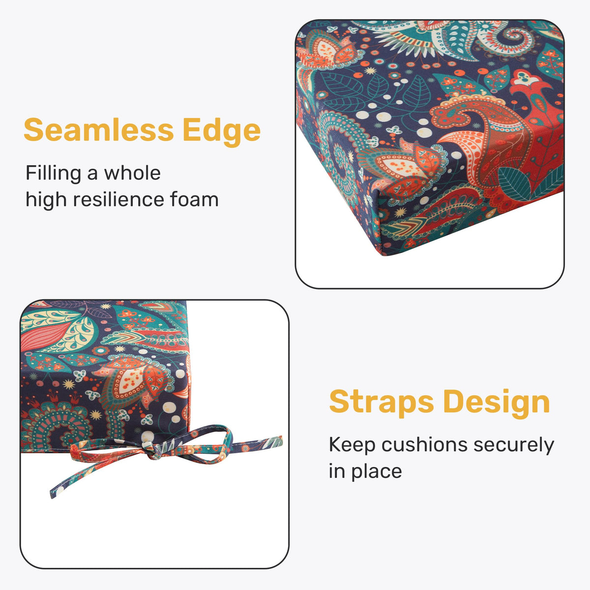 UNIKOME water-resistant reversible cushions offer two looks with easy cleaning after use.