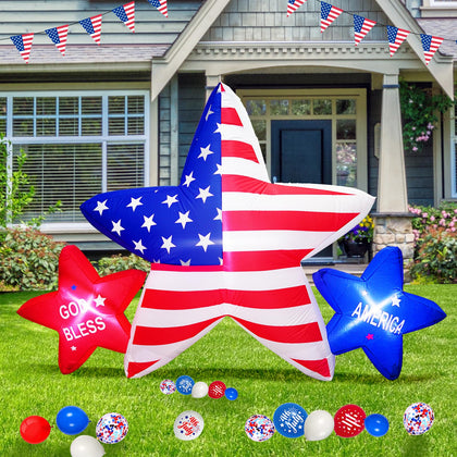 UniqSeason 7ft patriotic inflatable with LED stars for bright outdoor display