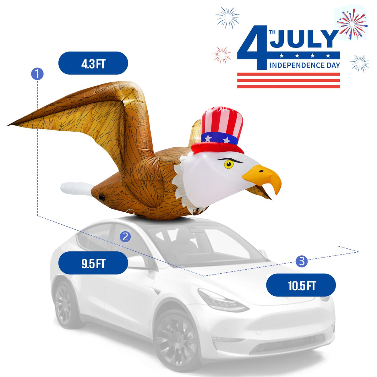 UniqSeason LED-lit Bald Eagle inflatable offers bright night visibility for outdoor displays.
