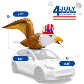 UniqSeason LED-lit Bald Eagle inflatable offers bright night visibility for outdoor displays.