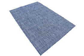 Unique Loom blue navy rug texture highlights durable polypropylene fibers.