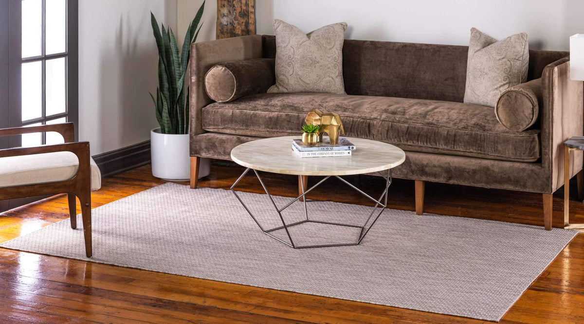 Unique Loom flatweave rug beige ivory side view, built for high-traffic areas.