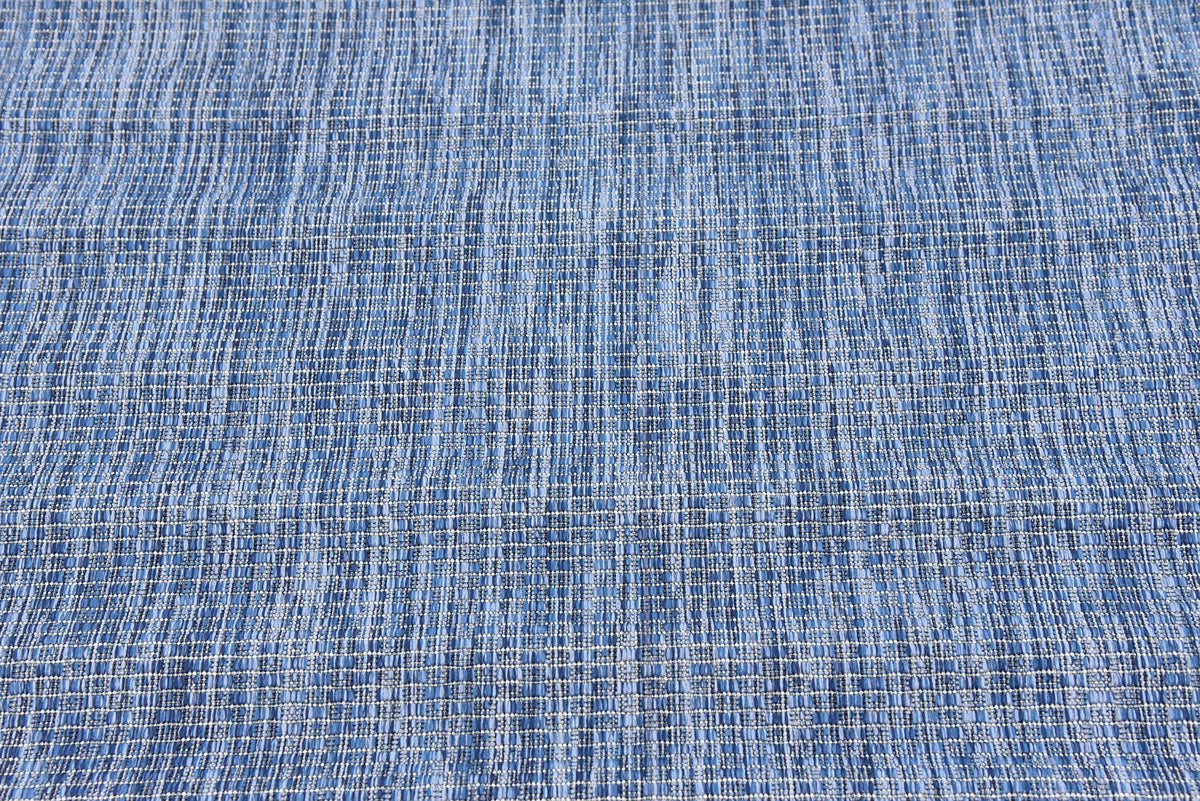 Unique Loom indoor-outdoor rug on deck with low pile keeps dirt away.