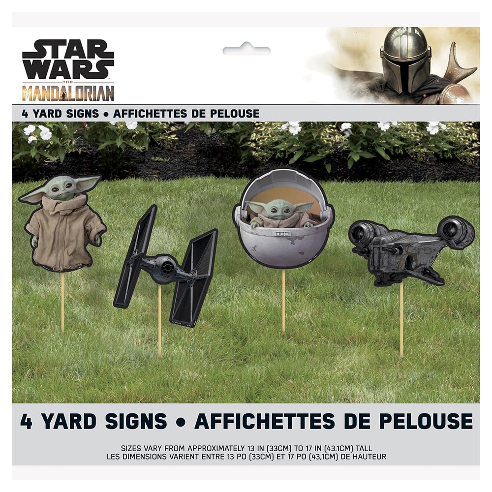 Unique Mandalorian Child yard sign with stakes enables quick outdoor setup