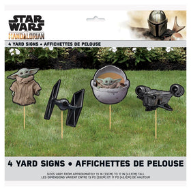 Unique Mandalorian Child yard sign with stakes enables quick outdoor setup